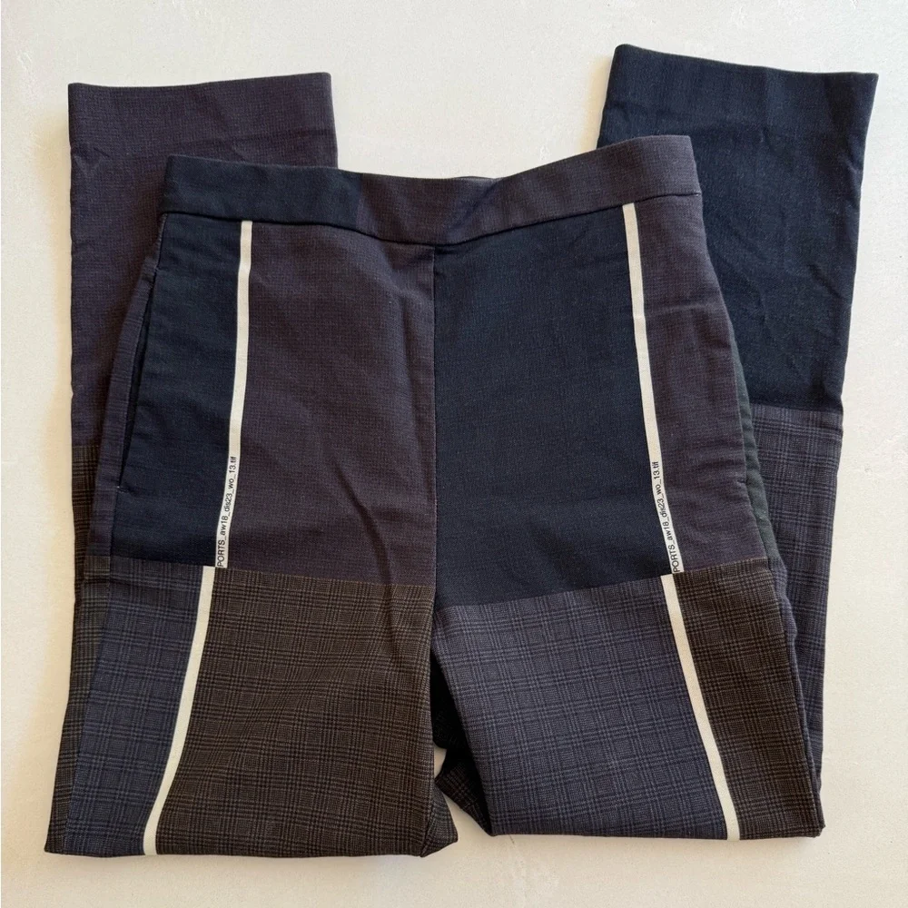 Ports 1961 Farfetch Made In Italy Wool High Rise Patchwork Straight Leg Pants 4
